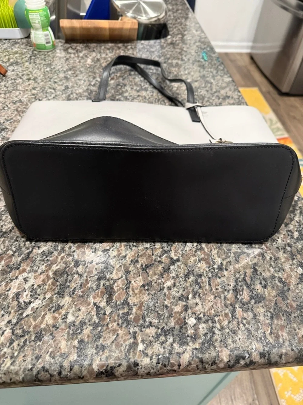 kate spade Two-Tone White and Black Leather Tote - Picture 2 of 4